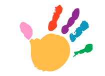 colorful painted hand print icon